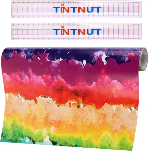 Miniatura 12 de Tintnut Vinilo permanente de Pascua, 5 hojas de 12 x 10 pulgadas, vinilo adhesivo de teñido anudado, patrón de nubes, acuarela arcoíris