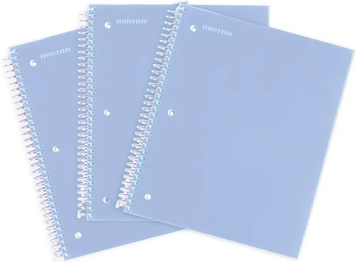 Mintra Office Cuadernos de espiral duraderos, 1 materia, (Hielo Ártico, rayado universitario paquete de 3 unidades)