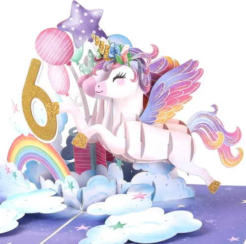 Miniatura 11 de Liif Tarjeta de feliz cumpleaños de 2º cumpleaños de unicornio, tarjeta de cumpleaños desplegable para niños de 2 años para niños, niñas, niños no.2