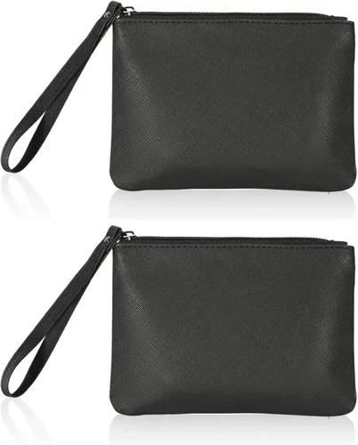 Miniatura 22 de Paquete de 2 pequeñas bolsas de maquillaje con cremallera para bolso, lápiz labial, organizador de maquillaje de viaje para mujeres, productos Negro