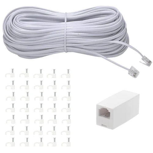 Miniatura 12 de Cable de extensión de teléfono, cable de línea de teléfono (15 pies - Negro) con conector RJ11 estándar
