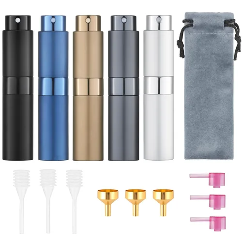 Miniatura 14 de Tekson Atomizador de perfume de viaje de 0.3 fl oz, recargable, mini botella de spray de colonia vacía, pequeño rociador portátil para después