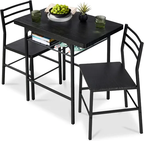 Miniatura 9 de Best Choice Products Juego de comedor moderno de 3 piezas, comedor que ahorra espacio para cocina, comedor, espacio pequeño con marco de acero