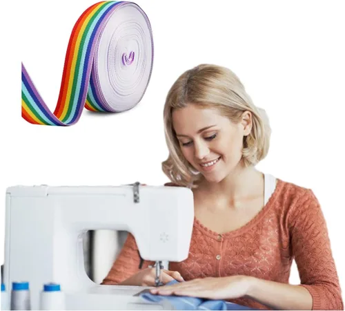 Miniatura 2 de Cinta de arcoíris de 3.9 pies, cinta multicolor de grogrén de doble cara para manualidades, manualidades, envoltura de regalos, boda, decoración