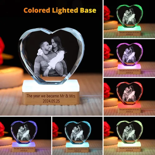 Miniatura 2 de Foto personalizada en cristal 3D, marcos de fotos de cristal personalizables, regalos personalizados con tu propia foto, aniversario de boda