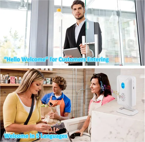 Miniatura 4 de Alarmas de puerta cuando se abre, GreenCYCLE - Campanillas de puerta cuando se abre la puerta con volumen ajustable de 4 niveles, rango de 600 pies