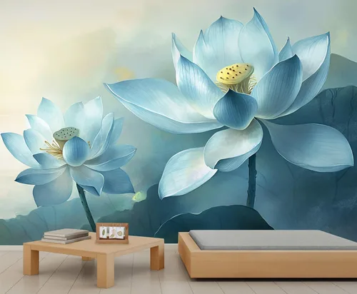 Miniatura 30 de Mural de lobo azul, papel tapiz de animales misteriosos, decoración del hogar de estética oscura, mural de pared de animales salvajes, murales