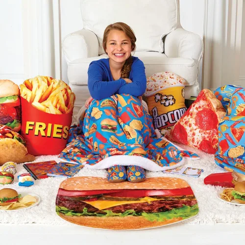 Miniatura 2 de iscream Snack Shack Photoreal Taco en forma de 18" x 10" Almohada de acento de microcuentas