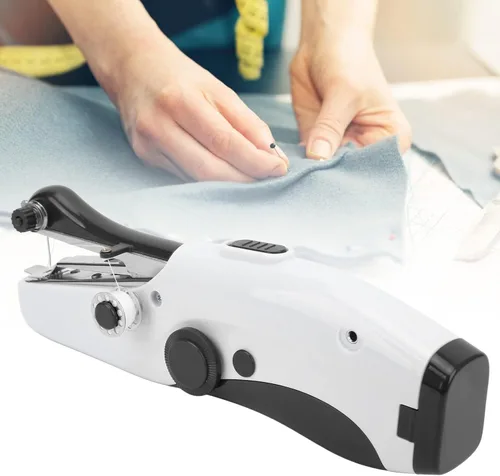 Miniatura 3 de Máquina de coser portátil de mano, máquina de coser a mano, mini máquina de coser eléctrica de doble aguja para hacer manualidades u objetos
