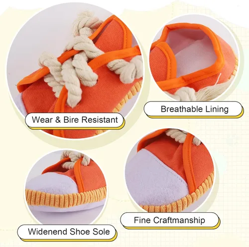 Miniatura 6 de vocheer Juguete masticable para perros, juguetes para perros para mantenerlos ocupados, zapatos de dentición duraderos, juguete interactivo Naranja