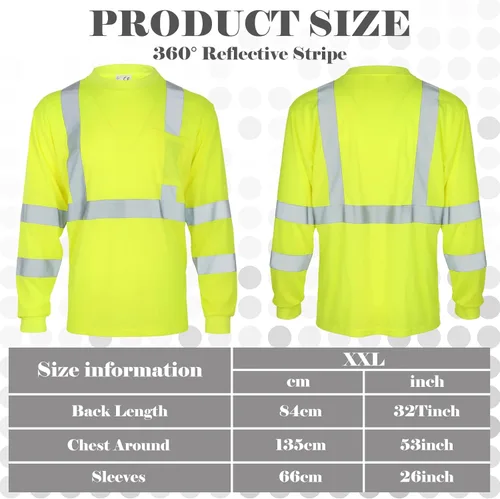 Miniatura 2 de Amylove 4 piezas de camisa de seguridad de manga larga reflectante de alta visibilidad, camisas de trabajo de construcción para hombres y mujeres