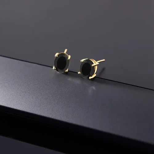 Miniatura 148 de Gem Stone King Aretes de oro de 14 quilates con piedra natal ovalada de 0.315 x 0.236 in Aretes de oro para mujer