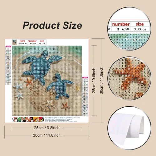 Miniatura 3 de hill froeistung Kits de pintura de diamantes de tortugas 5D para adultos, arte de diamantes de estrella de mar para principiantes, pintura