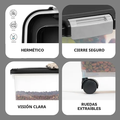 Miniatura 5 de IRIS USA Contenedor hermético de almacenamiento de alimentos para perros, hasta 30 libras, con ruedas, para almacenamiento de alimentos para perros