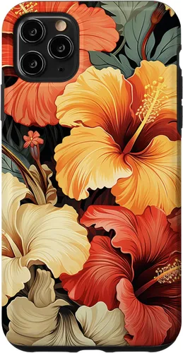 Miniatura 13 de Funda para iPhone 13 Pro Max con diseño tropical hawaiano amarillo rojo hibisco plumeria