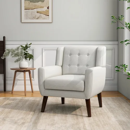 Silla decorativa, sillas de tela moderna de mediados de siglo con brazos para sala de estar, cómodo sillón tapizado para dormitorio, sala de espera