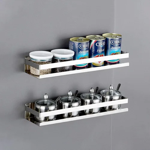 Miniatura 2 de CONRUSER Estante de especias montado en la pared, organizador de cocina de acero inoxidable, estante de almacenamiento colgante, estante