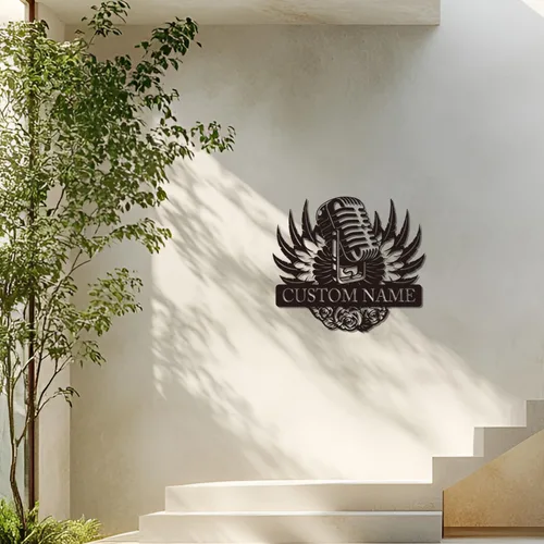 Miniatura 3 de Micrófono personalizado para decoración de pared de metal, grabación de decoración de habitación del hogar, auriculares y micrófonos personalizados
