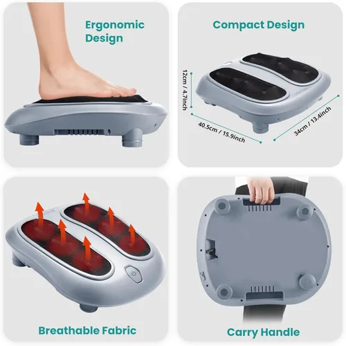 Miniatura 8 de Nekteck - Masajeador de pies, máquina de masaje mediante calor generado por electricidad, para fascitis plantar, función de calor infrarrojo Gris