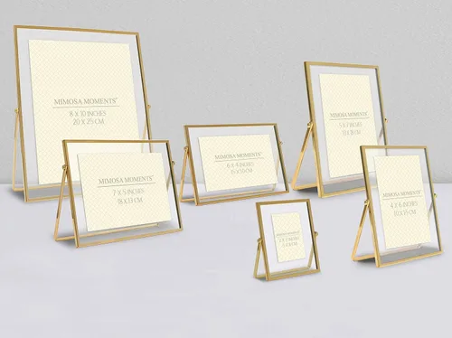 Miniatura 5 de Marco flotante de metal para fotografías Double Glass Tabletop Display, Modern Minimalist Photo Frame for Home & Office Decor, 4x6 Photo Frame
