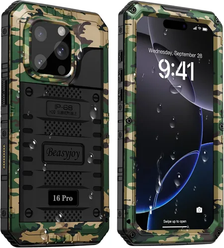 Miniatura 52 de Beasyjoy Funda impermeable para iPhone 12 Pro Max, cubierta protectora de cuerpo completo con protector de pantalla incorporado, resistente a Negro