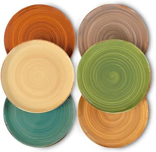 Miniatura 10 de MORA Platos de Ensalada de Cerámica en Espiral Set de 6, Plato de 8 Pulgadas de Porcelana en Espiral para Cocina, Cena Pequeña, Almuerzo, Aperitivo