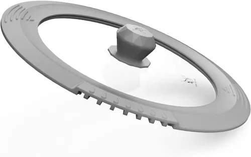 Tapa de filtro templado para ollas de sopa de pasta, tapa universal con borde de silicona resistente al calor, 10-12 pulgadas, color gris claro