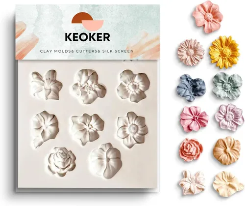 Moldes de arcilla polimérica de flores Keoker - 1 pieza para hacer joyería, moldes de arcilla polimérica para decoración de aretes (flor mediana)