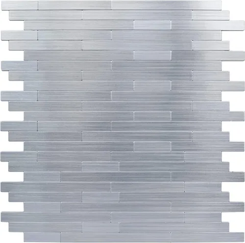 Miniatura 9 de Protector contra salpicaduras de acero inoxidable hexagonal despegar y pegar, azulejos de pared autoadhesivos de aluminio despegar y pegar