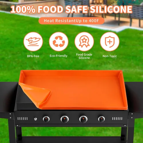 Miniatura 4 de Snuggery Alfombrilla de silicona de 29 pulgadas para parrilla Blackstone – Almohadilla de tapa de parrilla impermeable de borde completo, protección