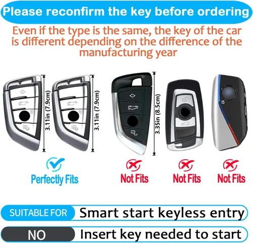 Miniatura 2 de Funda para llavero BMW compatible con llavero para llave inteligente 2 5 6 7 Series X1 X2 X3 X5 X6 (negro)