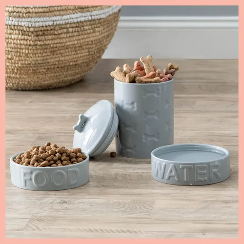 Miniatura 6 de Park Life - Cuencos de cerámica para mascotas, cuencos para alimentos y agua para perros y gatos, lindo cuenco para mascotas para perros y gatos Gris