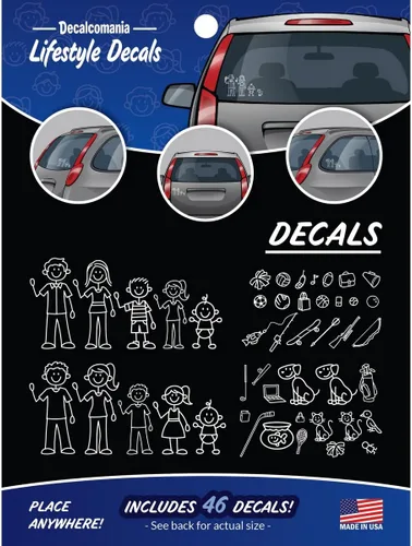 White Line Stick kit de pegatinas familiares DIY, incluye 46 calcomanías