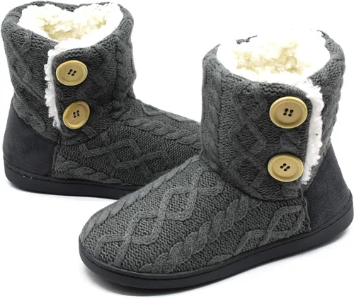 Miniatura 4 de ONCAI Pantuflas de punto cómodas para mujer, zapatos de invierno cálidos para interiores y exteriores