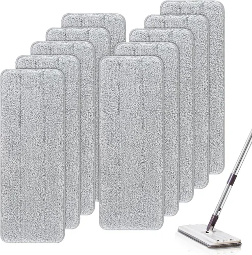 Miniatura 8 de Juego de almohadillas de limpieza de microfibra para fregona plana: 10 paquetes de almohadillas lavables de 13 x 4.9 pulgadas para limpieza