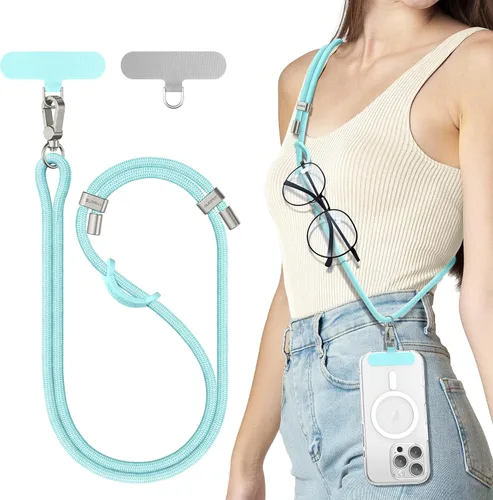 Miniatura 19 de SURPHY Cordón para teléfono, correa cruzada ajustable para teléfono con 2 pestañas de amarre para teléfono celular, hebillas de metal de alta Negro