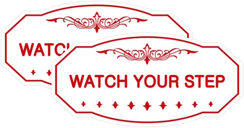 Miniatura 64 de Signs ByLITA Victorian Watch Your Step - Letrero de pared o puerta Material duradero y fácil instalación Señalización de seguridad (negro)
