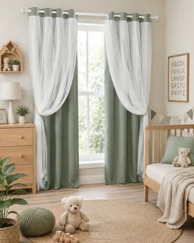 Miniatura 15 de PONY DANCE Cortinas de Doble Capa - Cortinas Opacas de 63 Pulgadas de Largo, Diseño con Ojales en la Parte Superior, Paneles Transparentes Blancos