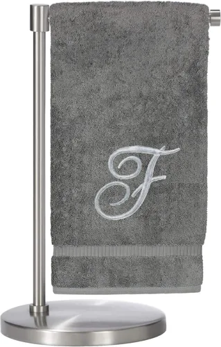 Miniatura 134 de Script R - Toalla de baño con monograma, regalo personalizado, 27 x 54 pulgadas, juego de 1 toalla bordada con texto dorado, 100% algodón turco