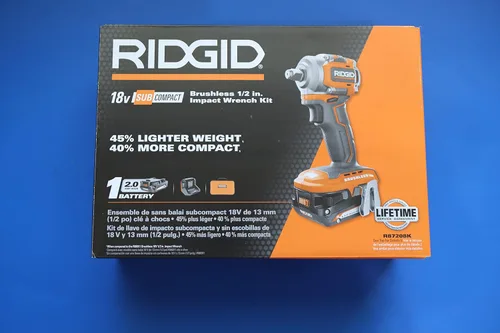 Miniatura 4 de RIDGID Kit de llave de impacto inalámbrica SUBCOMPACT de 1/2 pulgada sin escobillas, 18 V con batería de 2.0 AH, 18
