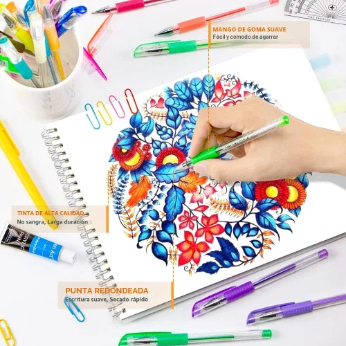 Miniatura 2 de Bolígrafos de gel para libros de colorear de adultos, juego de 30 colores con punta fina y un 40 % más de tinta para dibujar, ideales para Varios