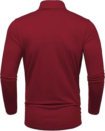 Miniatura 4 de Amussiar Camiseta de cuello alto para hombre, ajustada, manga larga, básica, térmica, casual