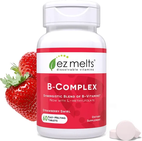 EZ Melts Complejo B disoluble – Complejo de vitamina B – Proporciona metabolismo energético y apoyo a la salud del corazón – con B12 metilado y