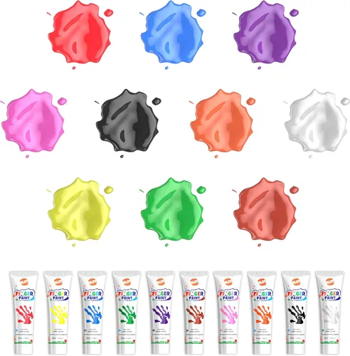 Miniatura 2 de Pintura de dedos lavable para niños pequeños, suministros de arte, regalo para pintura a mano de bebé, manualidades, no tóxica, 10 colores, 1.4 fl