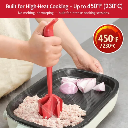 Miniatura 3 de Ourokhome Picador de carne y triturador de papas, triturador de carne molida de nailon resistente al calor para hamburguesas, 5 cuchillas curvas