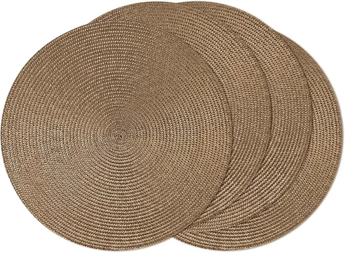 Miniatura 22 de AHHFSMEI Juego de 6 manteles individuales redondos trenzados de 15 pulgadas para mesas de comedor, tejido natural, resistentes al calor, color azul