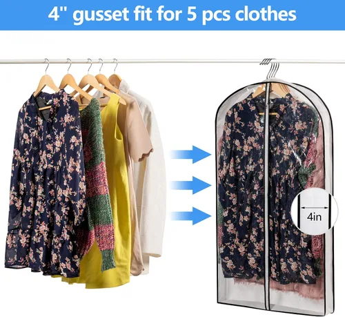 Miniatura 3 de Mskitchen Almacenamiento de ropa colgante con fundas reforzadas de 4 pulgadas (juego de 6) – Traje transparente, suéter, camisa, protectores