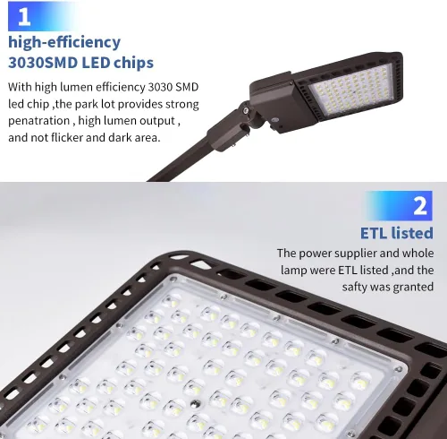Miniatura 8 de Paquete de 4 luces LED de estacionamiento para exteriores de 300 W con fotocélula del atardecer al amanecer y ajustador deslizante, luz diurna