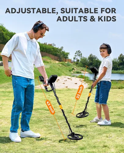 Miniatura 8 de SUNPOW Detector de metales para adultos y niños, fácil de usar y montar, ligero y divertido para actividades familiares, bobina impermeable de 8