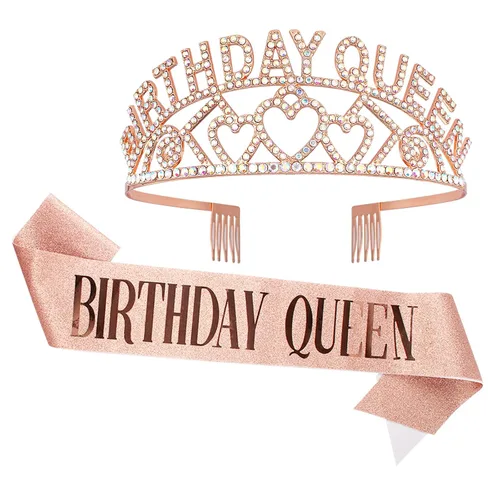 Miniatura 14 de Banda y Corona de Reina de Cumpleaños, Telas Plástico